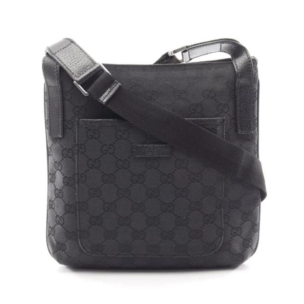 Gucci GG Canvas Shoulder Bag Leather Black